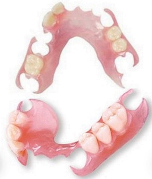 "Nesbit bridge", Flipper Upper and Lower Set of Affordability Flexible Valplast Customized Partial Denture (Pink, Valplast)